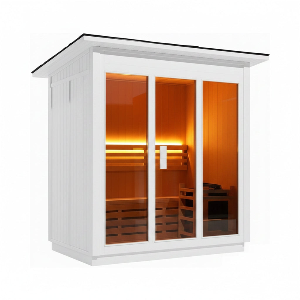 Custom 6-Person Luxury Spruce Outdoor Steam Sauna With Heater And Stones [Made-To-Order] (SAK20378) – SAKSBY WHOLESALE, view 