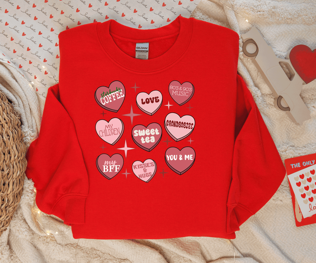 A Blessed Texas Mess Boutique Custom Conversation Heart Valentines, Personalized Gifts, Love notes shirts,… — construction detail