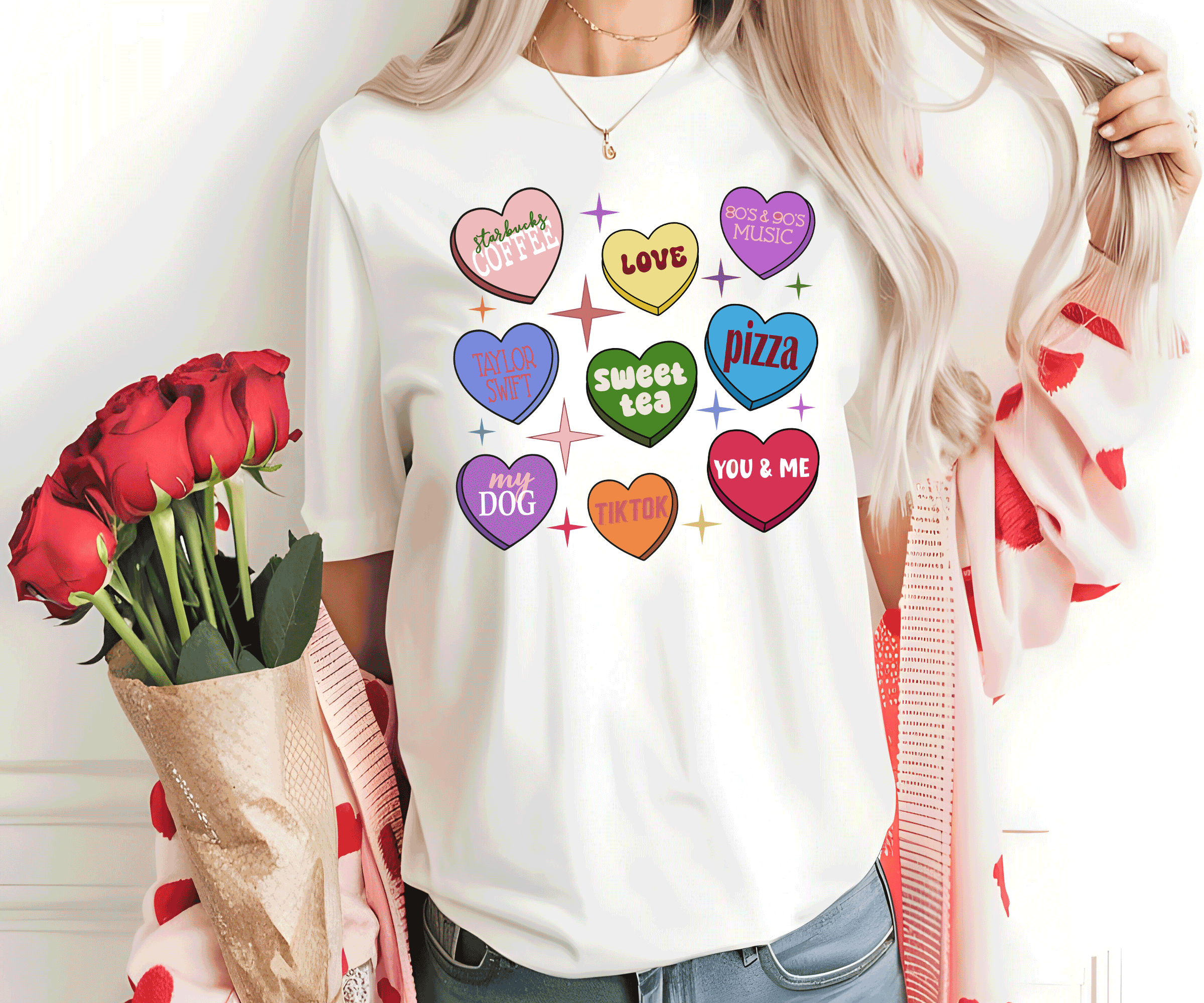 A Blessed Texas Mess Boutique Custom Conversation Heart Valentines, Personalized Gifts, Love notes shirts,… — construction detail