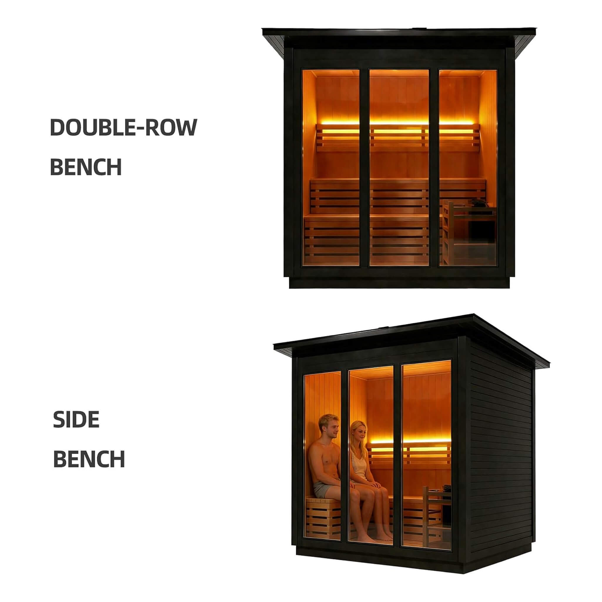 Custom 4-Person Luxury Canadian Hemlock Outdoor Steam Sauna With Heater And Stones [Made-To-Order] (SAK79406) – SAKSBY WHOLES
