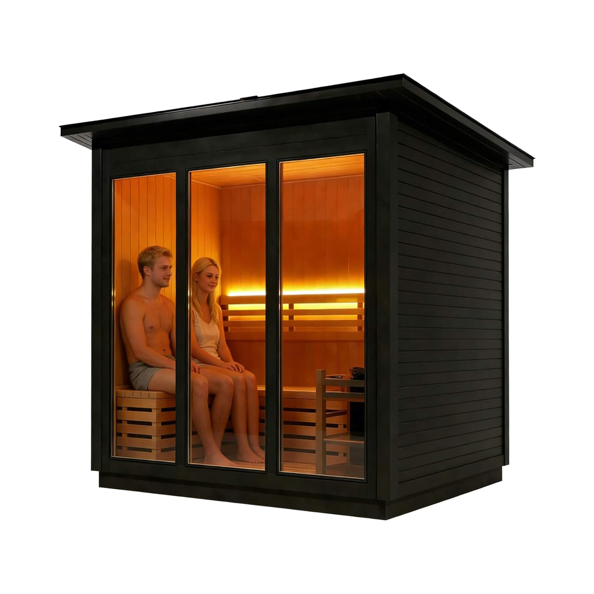 Custom 4-Person Luxury Canadian Hemlock Outdoor Steam Sauna With Heater And Stones [Made-To-Order] (SAK79406) – SAKSBY WHOLES