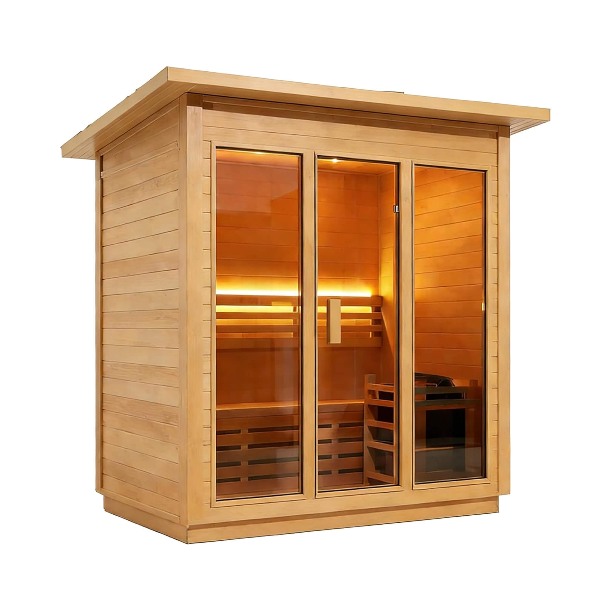 Custom 4-Person Luxury Canadian Hemlock Outdoor Steam Sauna With Heater And Stones [Made-To-Order] (SAK79406) – SAKSBY WHOLES