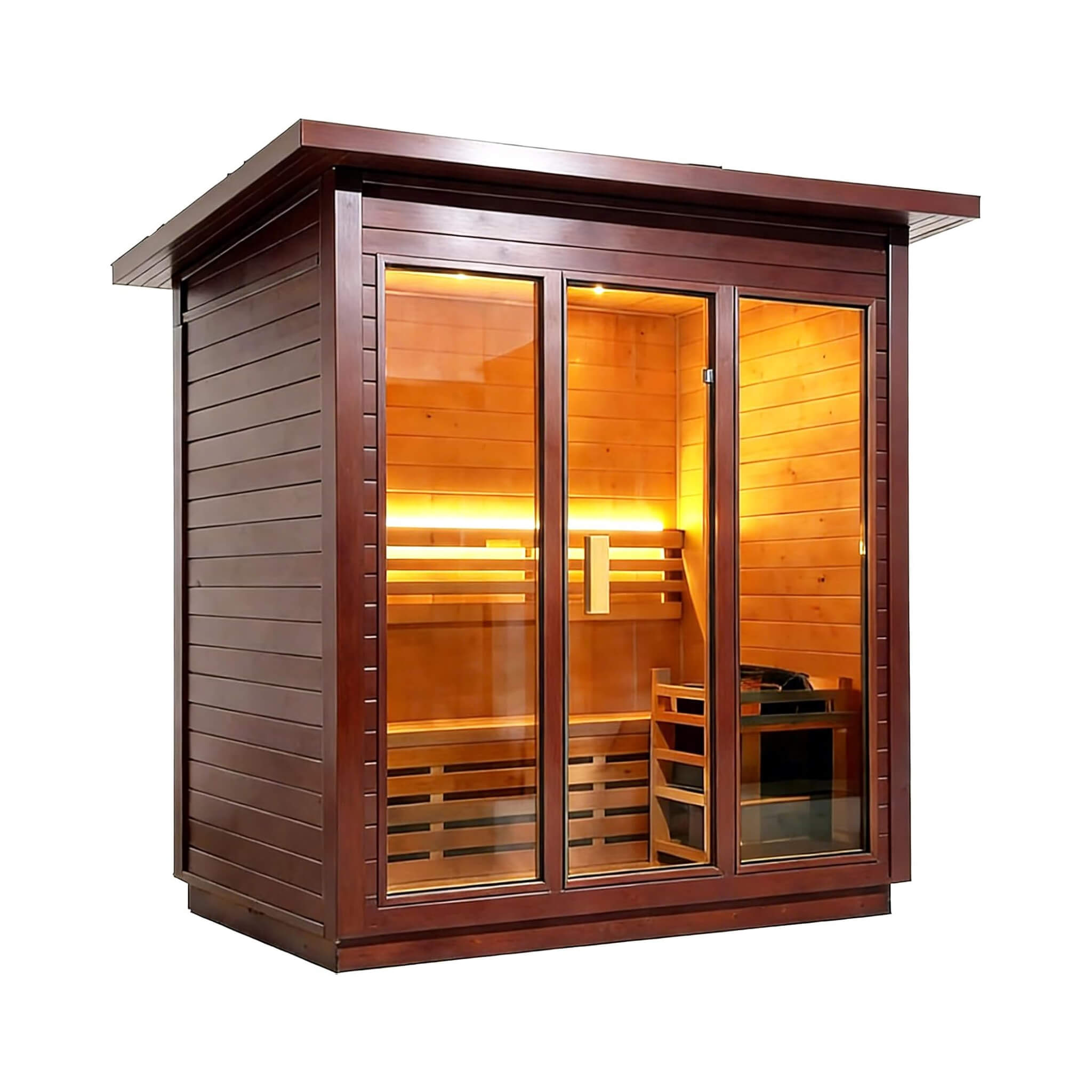 Custom 4-Person Luxury Canadian Red Cedar Outdoor Steam Sauna With Heater And Stones [Made-To-Order] (SAK42068) – SAKSBY WHOL
