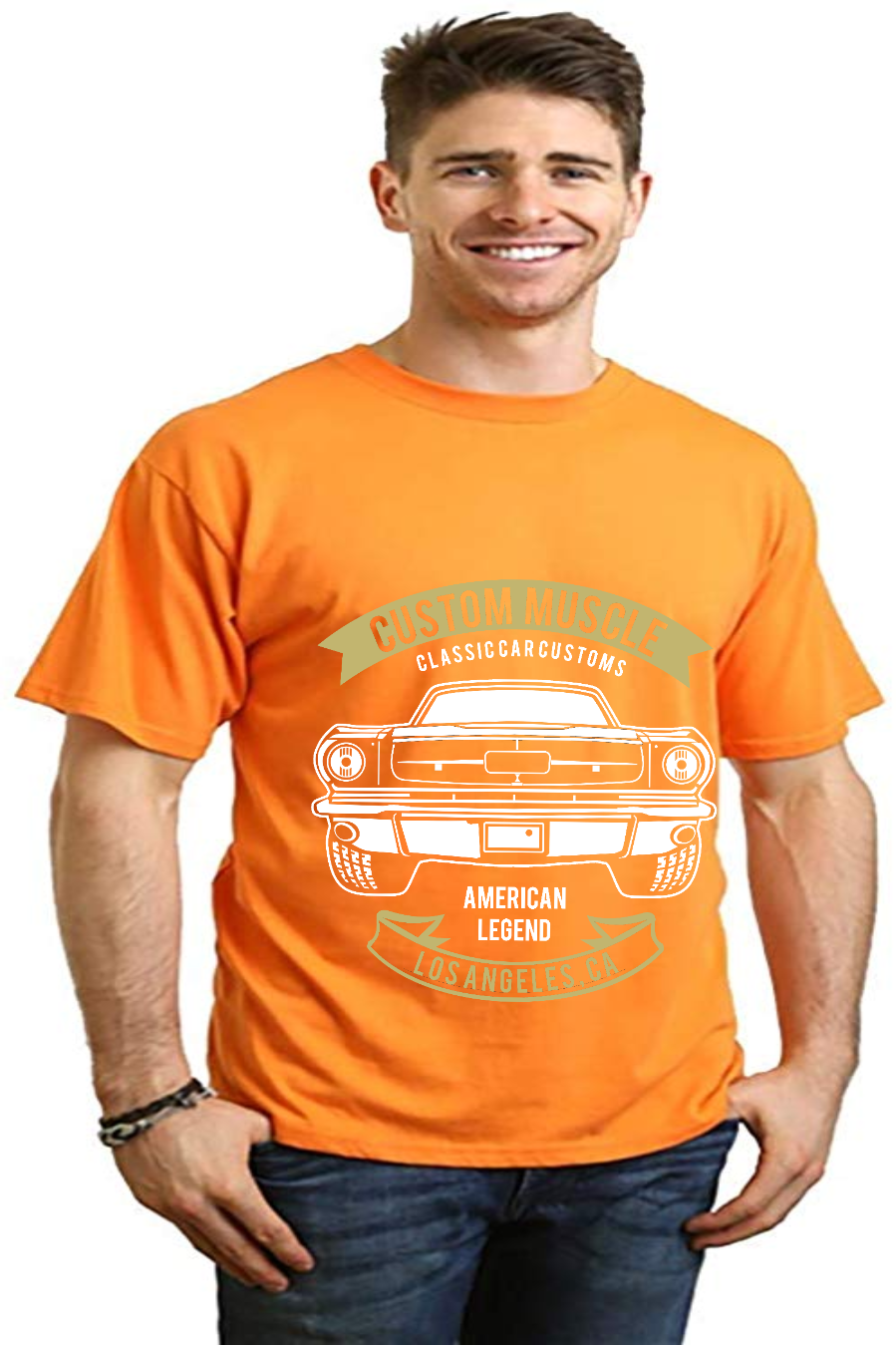 Spun Bamboo Custom Muscle Men's Bamboo Viscose/Organic Cotton Short Sleeve Graphic T-Shirt — in-use photo