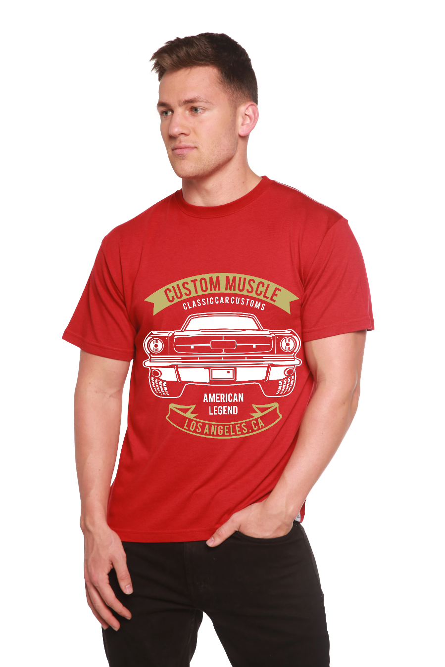 Spun Bamboo Custom Muscle Men's Bamboo Viscose/Organic Cotton Short Sleeve Graphic T-Shirt — comparison shot