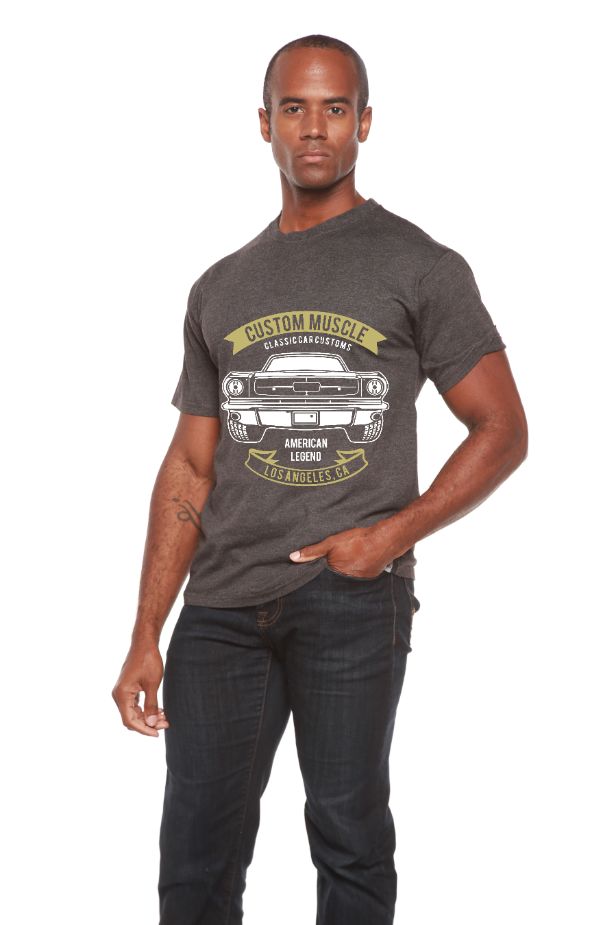 Spun Bamboo Custom Muscle Men's Bamboo Viscose/Organic Cotton Short Sleeve Graphic T-Shirt — side view