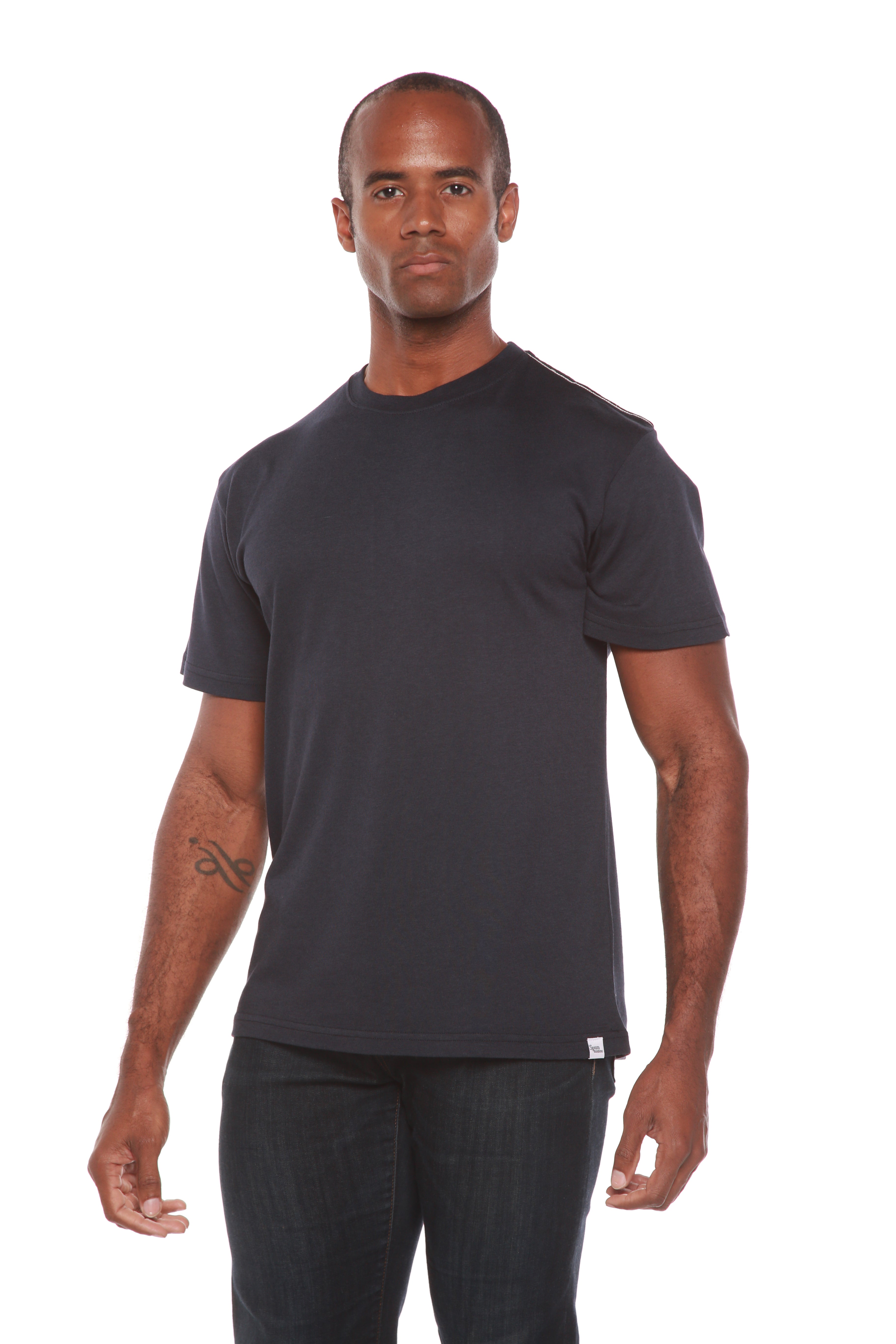 Spun Bamboo Custom Printed Men's Bamboo Viscose/Organic Cotton Short Sleeve T-Shirt — fabric or material detail
