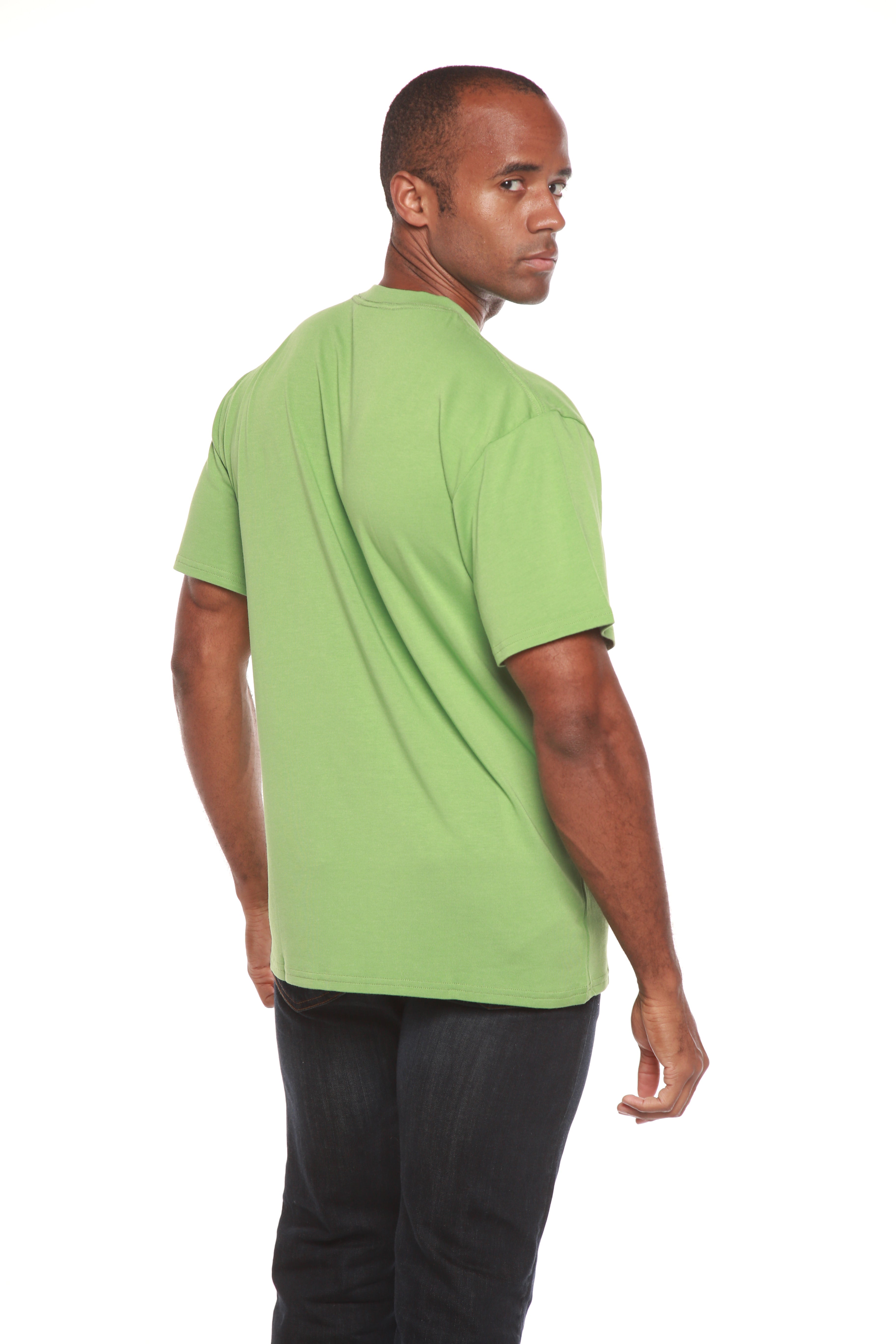 Spun Bamboo Custom Printed Men's Bamboo Viscose/Organic Cotton Short Sleeve T-Shirt — detail close-up
