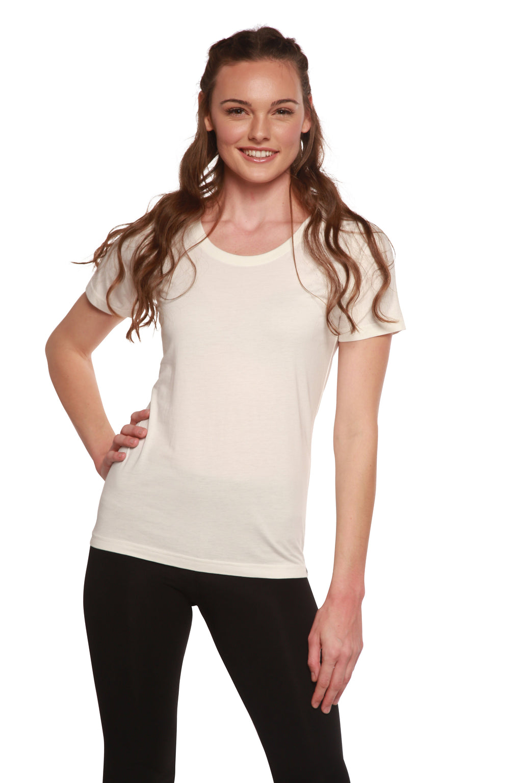 Spun Bamboo Custom Printed Women's Bamboo/Cotton Short Sleeve Scoop Neck Graphic T-Shirt — packaging