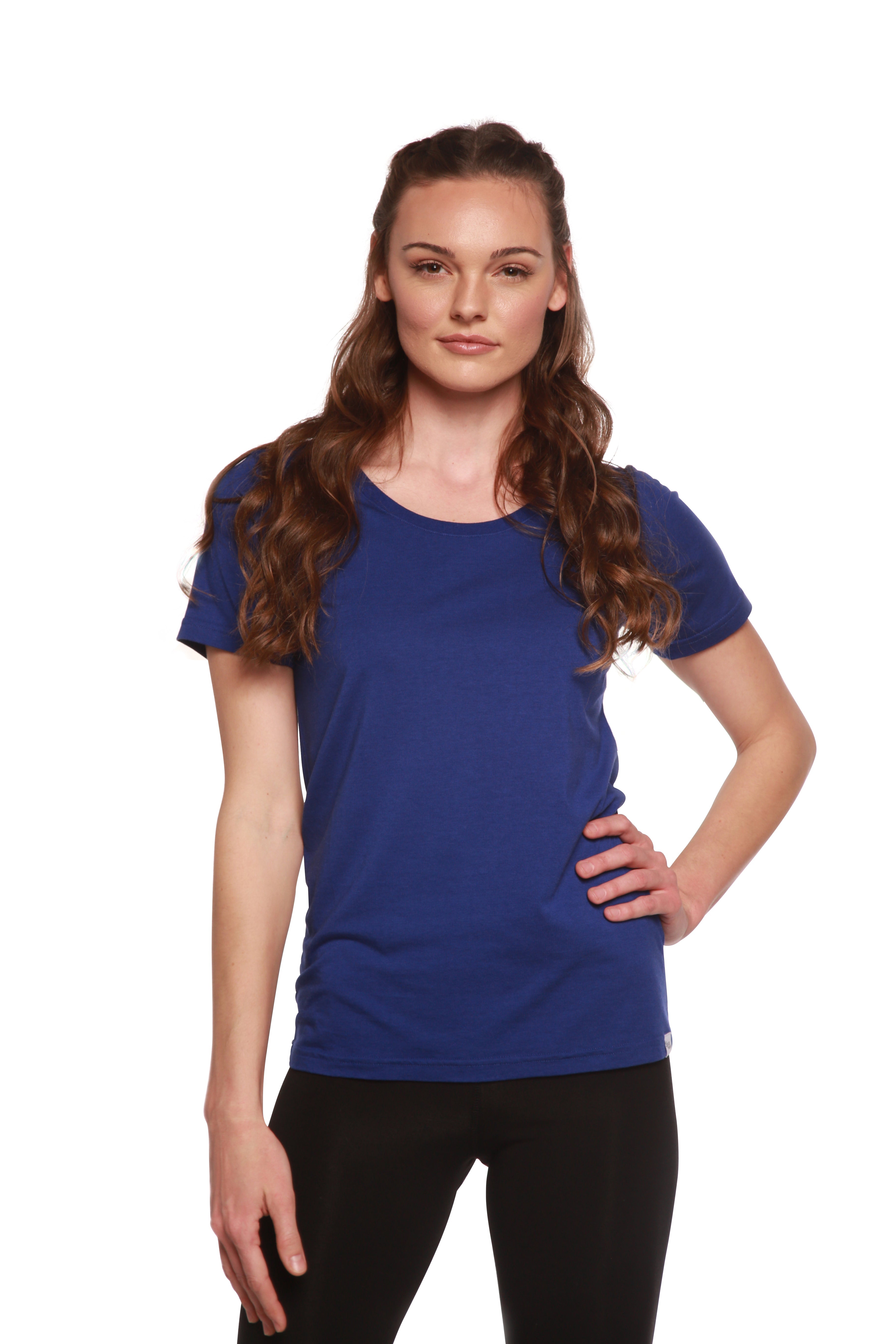 Spun Bamboo Custom Printed Women's Bamboo/Cotton Short Sleeve Scoop Neck Graphic T-Shirt — main product shot