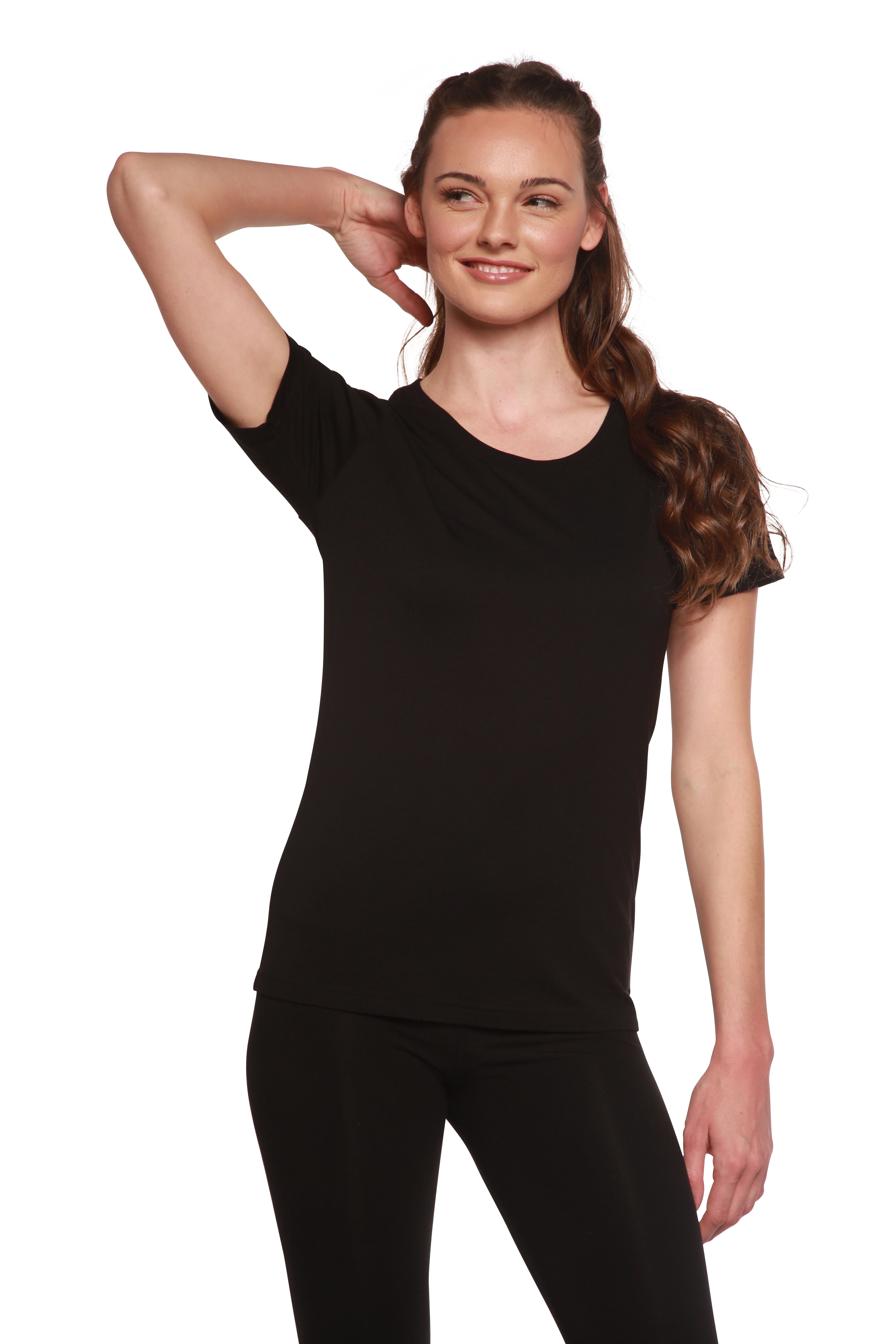 Spun Bamboo Custom Printed Women's Bamboo/Cotton Short Sleeve Scoop Neck Graphic T-Shirt — side view