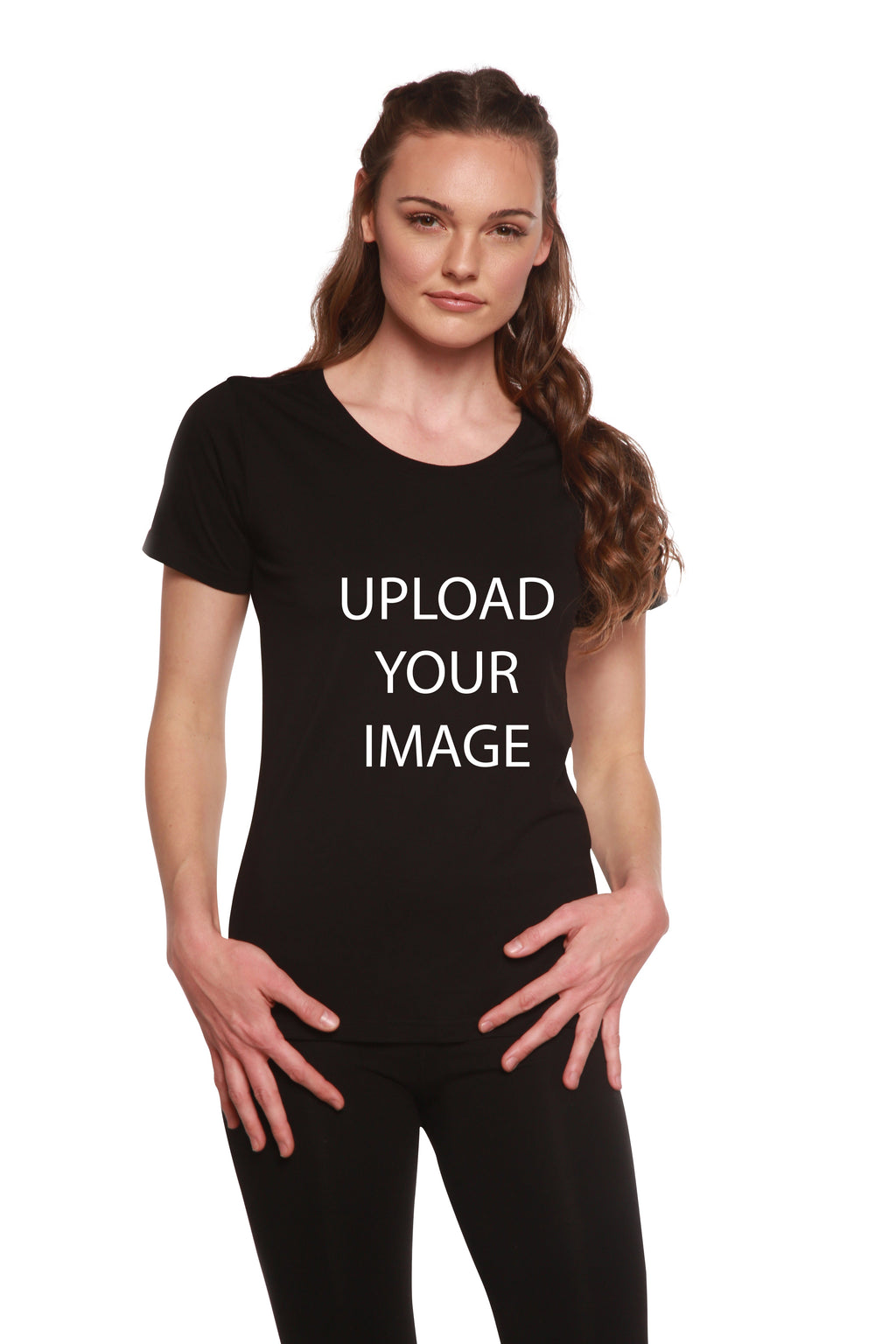 Spun Bamboo Custom Printed Women's Bamboo/Cotton Short Sleeve Scoop Neck Graphic T-Shirt — main product shot