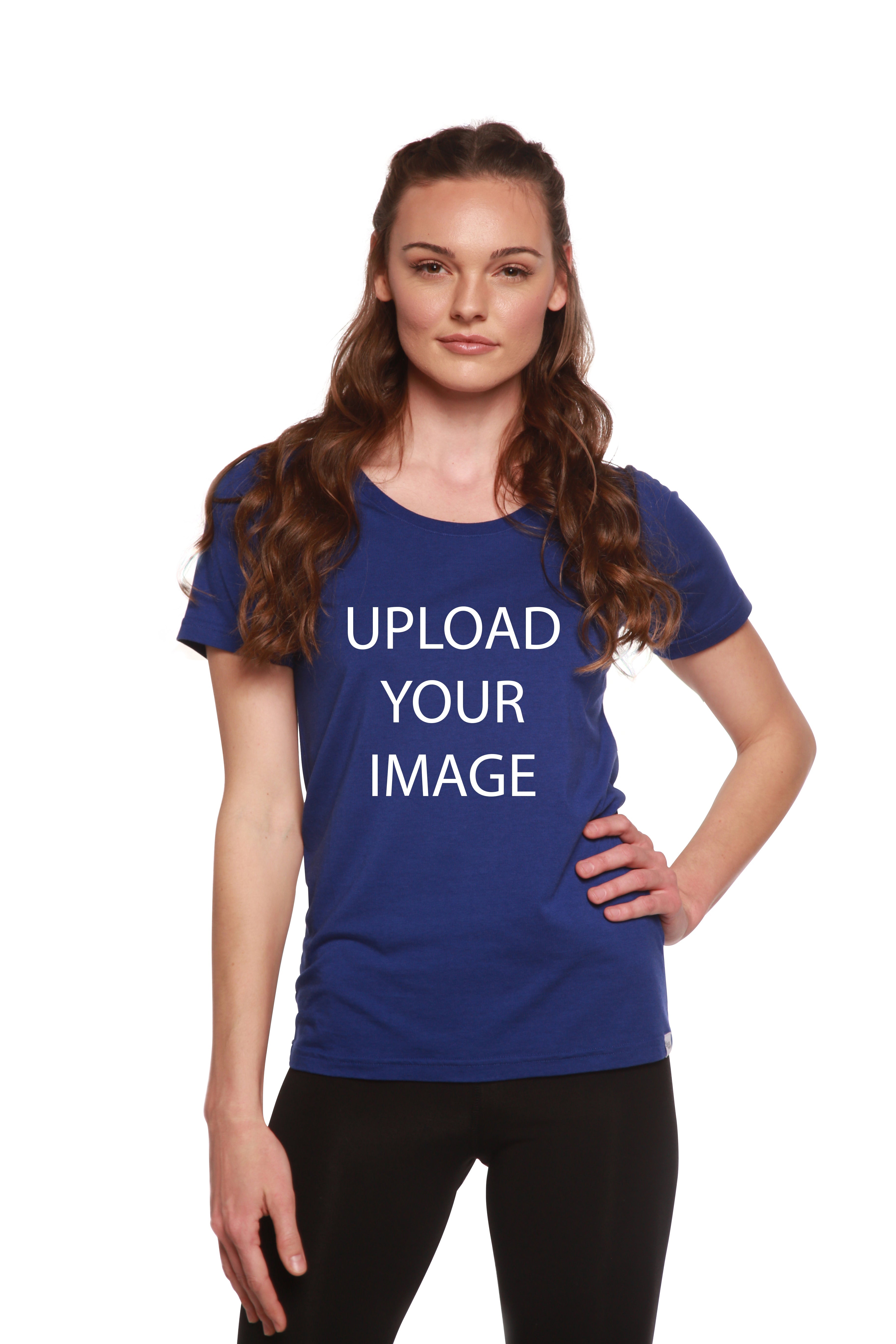 Spun Bamboo Custom Printed Women's Bamboo/Cotton Short Sleeve Scoop Neck Graphic T-Shirt — alternative angle