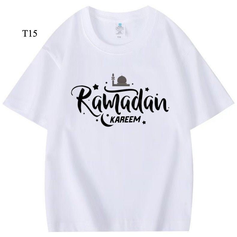 Mariam's Collection Customized Cotton Parent-Child T-Shirts – Ramadan & Keffiyeh Design for Kids… — detail close-up