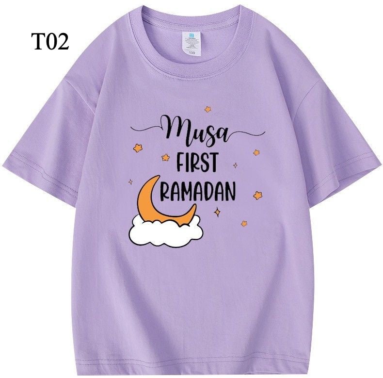 Mariam's Collection Customized Cotton Parent-Child T-Shirts – Ramadan & Keffiyeh Design for Kids… — lifestyle worn / used context