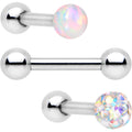 BodyCandy 16G 1/4 White Faux Opal Ball Cartilage Tragus Earring 3 Pack Set — main product shot