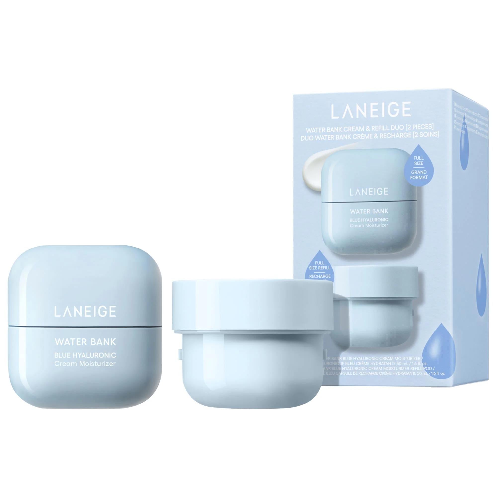Laneige Water Bank Set: Blue Hyaluronic Acid Cream - Deep Hydration, Moisture Barrier Repair for Dry Skin - Vegan & Gluten-Free