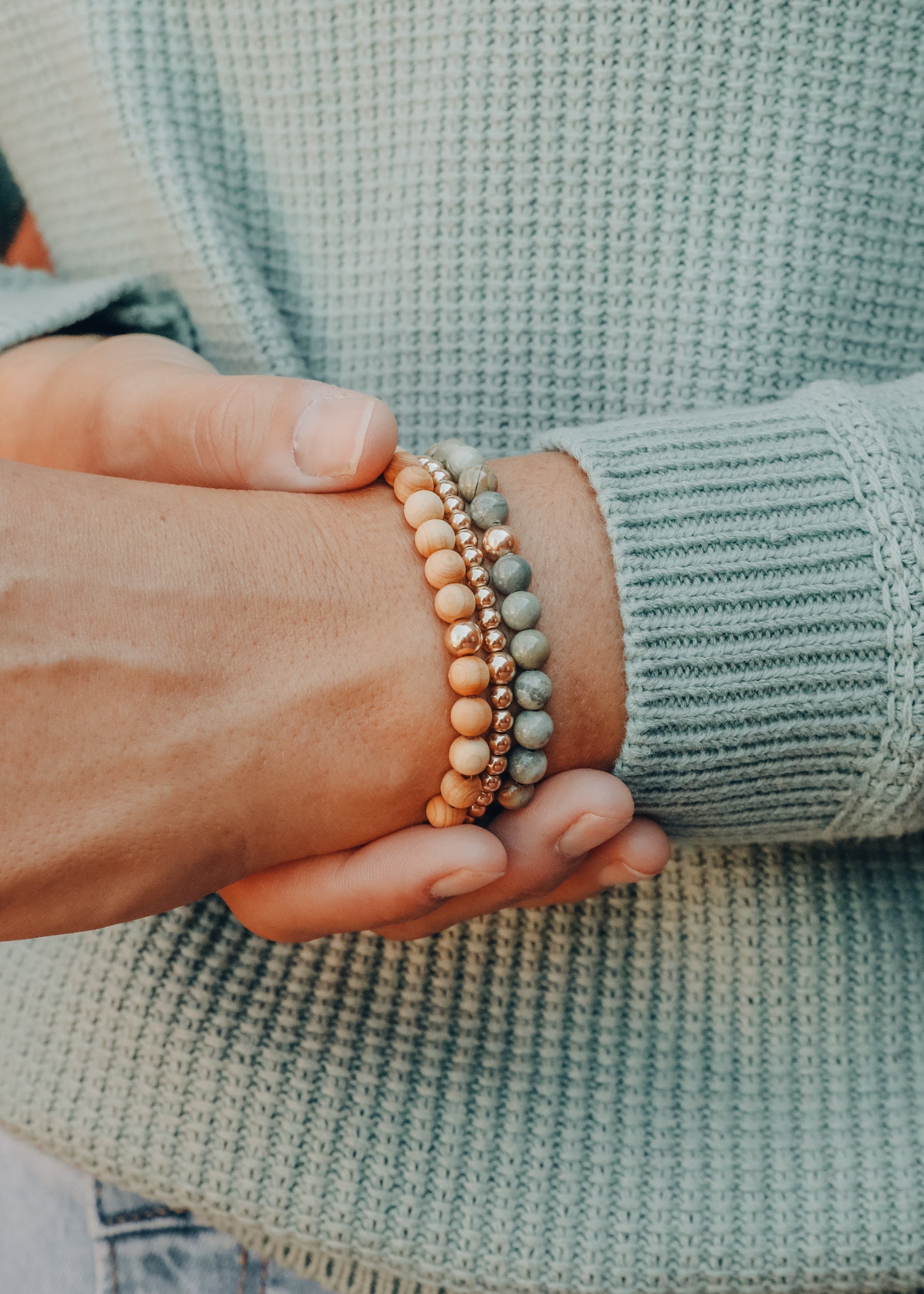 CanyonLeaf Silver Leaf Jasper + 14k Gold Filled || Adult Bracelet — side view