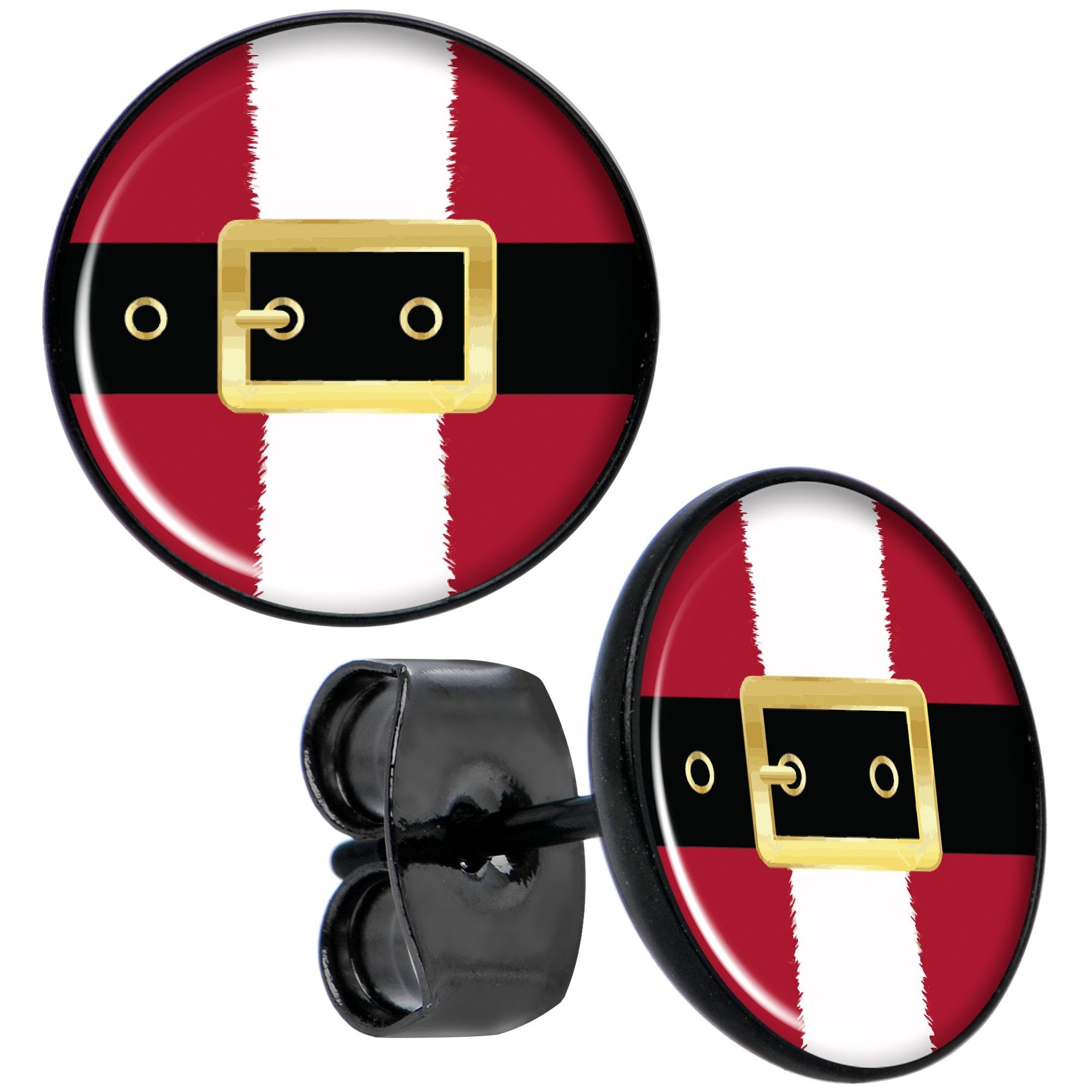BodyCandy Christmas Santa Suit Black Stud Earrings — main product shot
