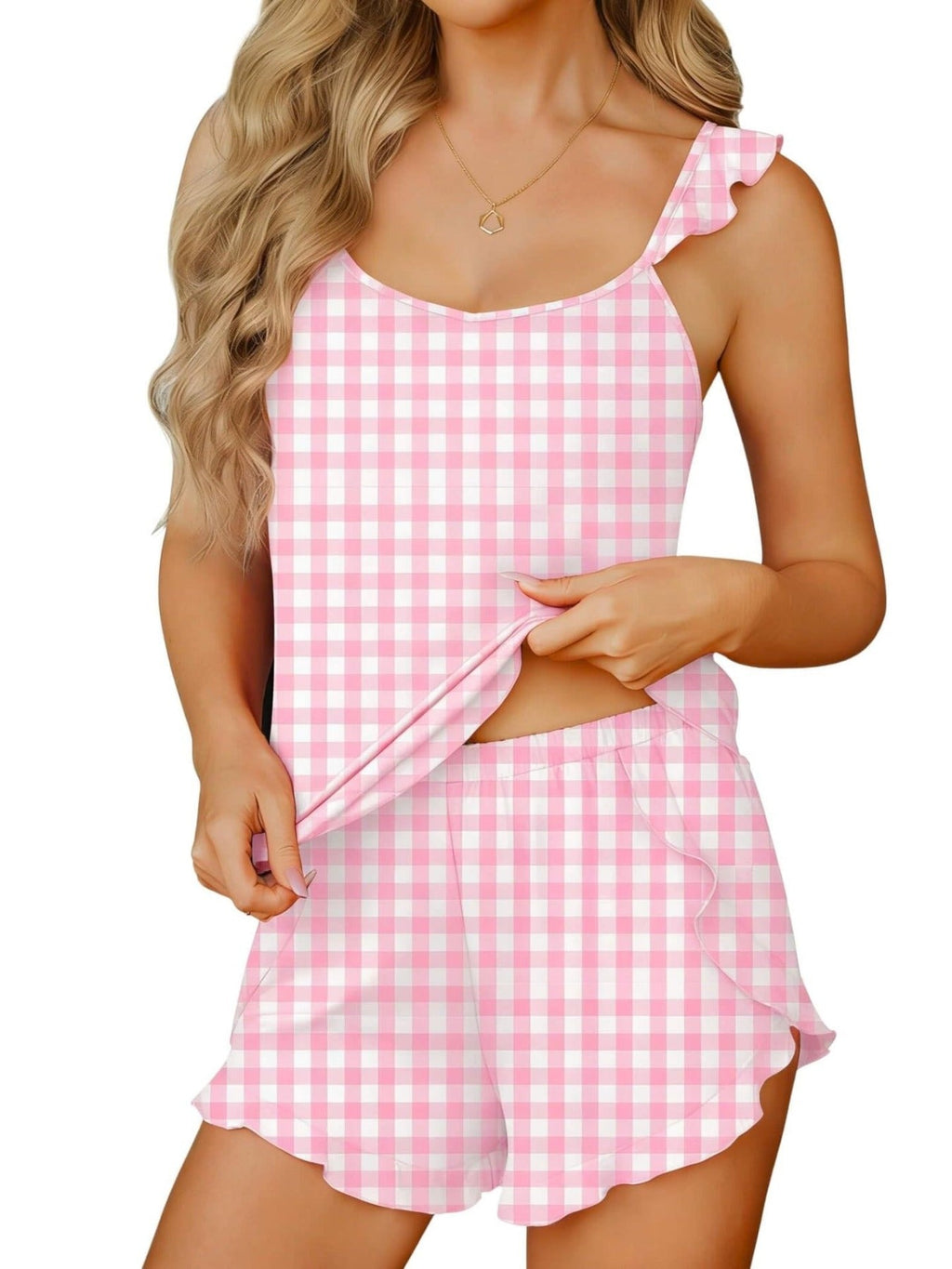 Ruffled Printed Cami and Shorts Set