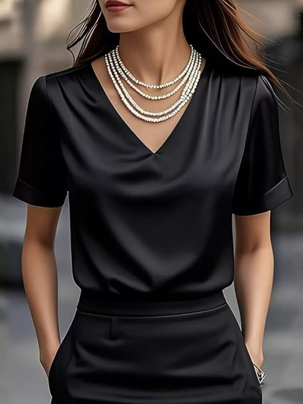 V-Neck Satin Blouse