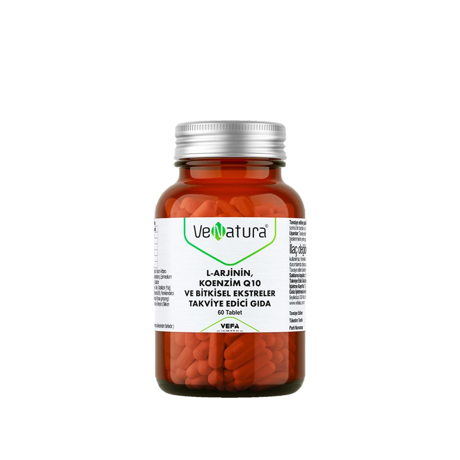 VeNatura L-Arginine Dietary Supplement with Coenzyme Q10 & Herbal Extracts - 60 Tablets for Heart Health & Energy Support