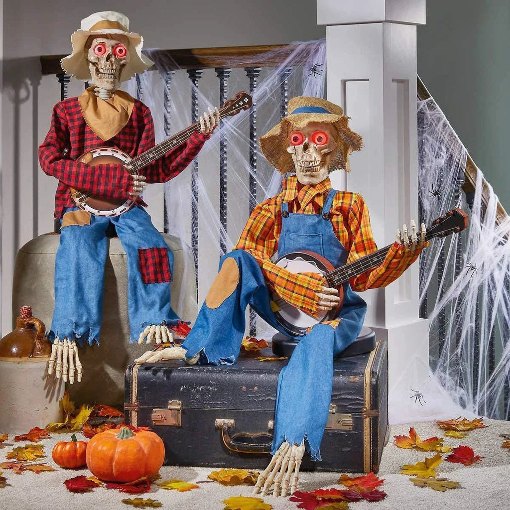 Light-Up Guitarist Skeleton: Spooky Halloween Decoration