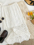 Lace Elastic Waist Midi Skirt