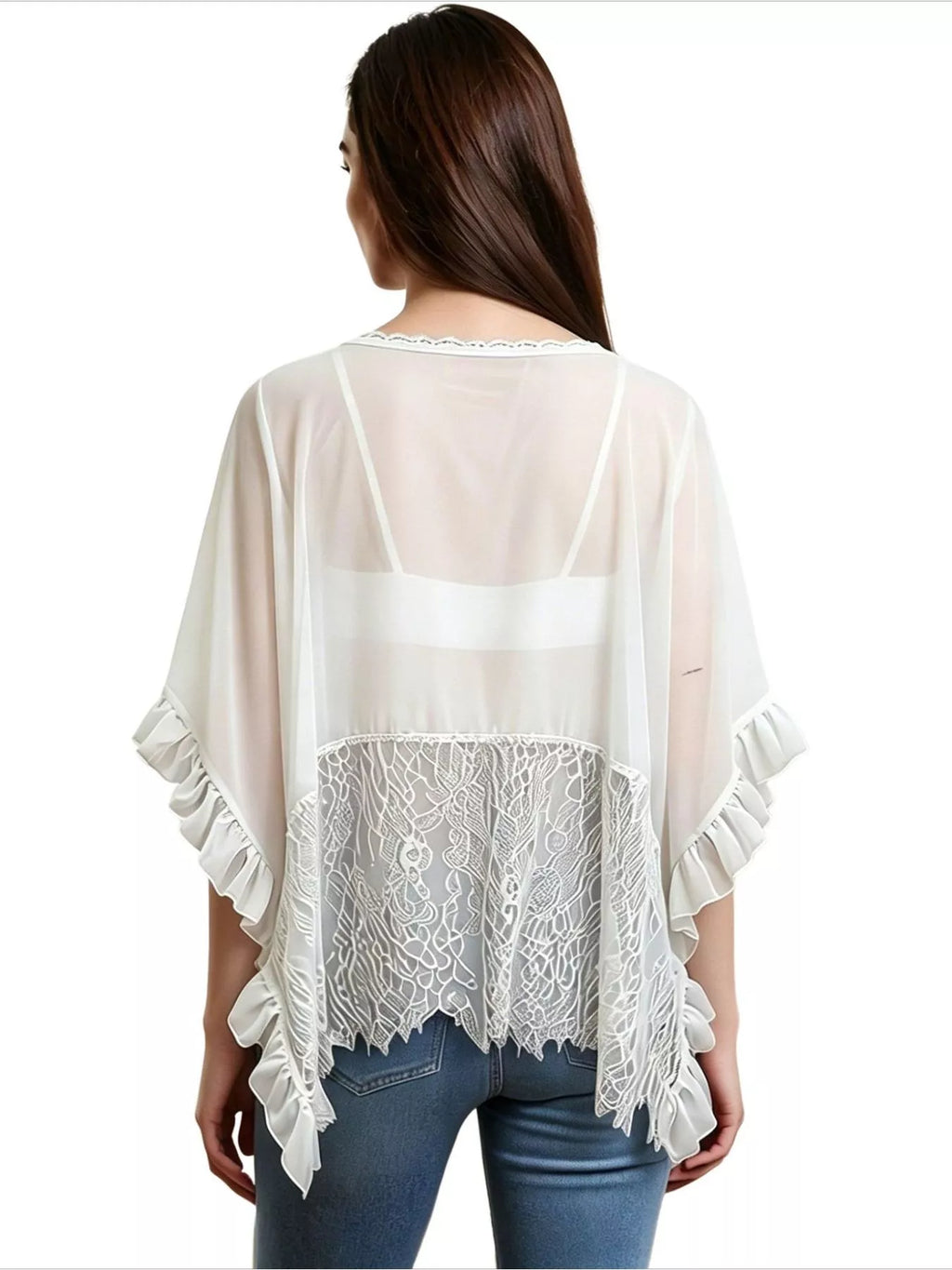 Lace Trim Flowy Cover-Up