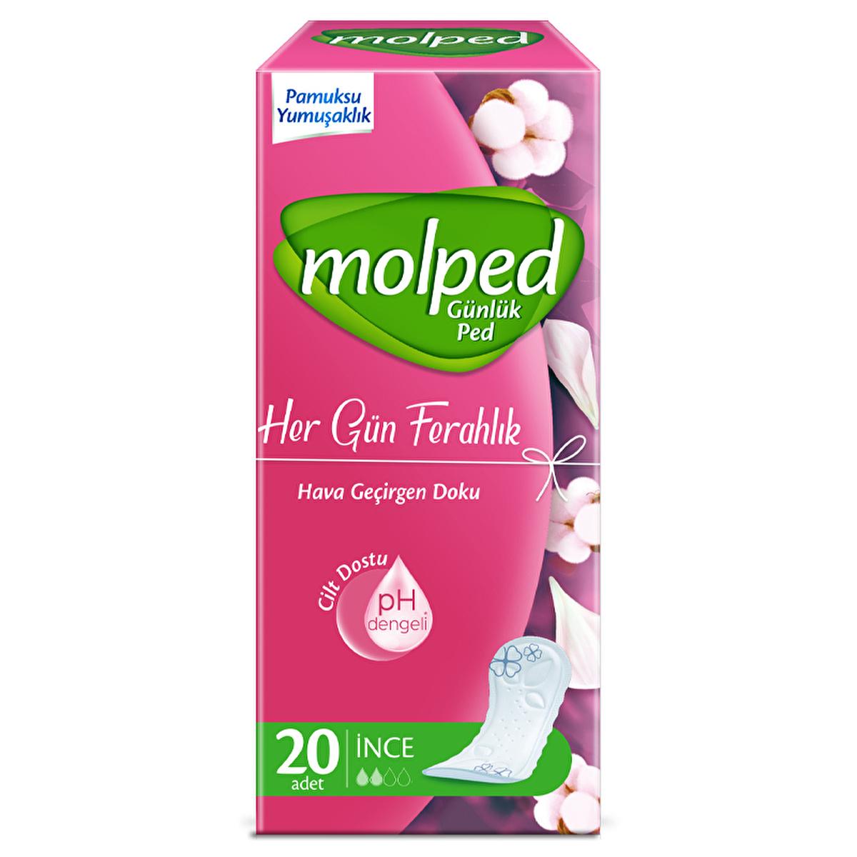 Molped Daily Freshness Panty Liners - pH Balanced, Breathable Comfort for Women's Daily Feminine Hygiene (20-Count)