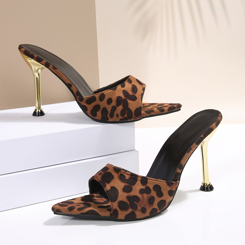 MyClosetAid Women's Leopard Print High Heel Sandals, Women Shoes — in-use photo