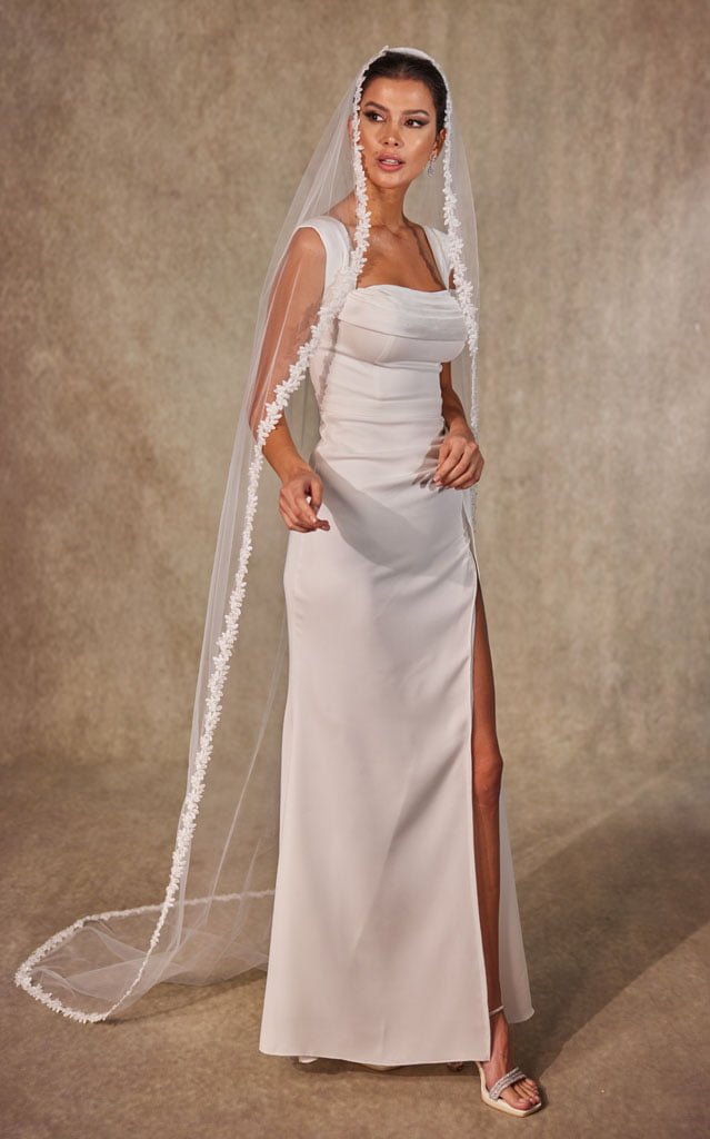 Flower Lace Bridal Veil- D216 – Bridal Port, view 7
