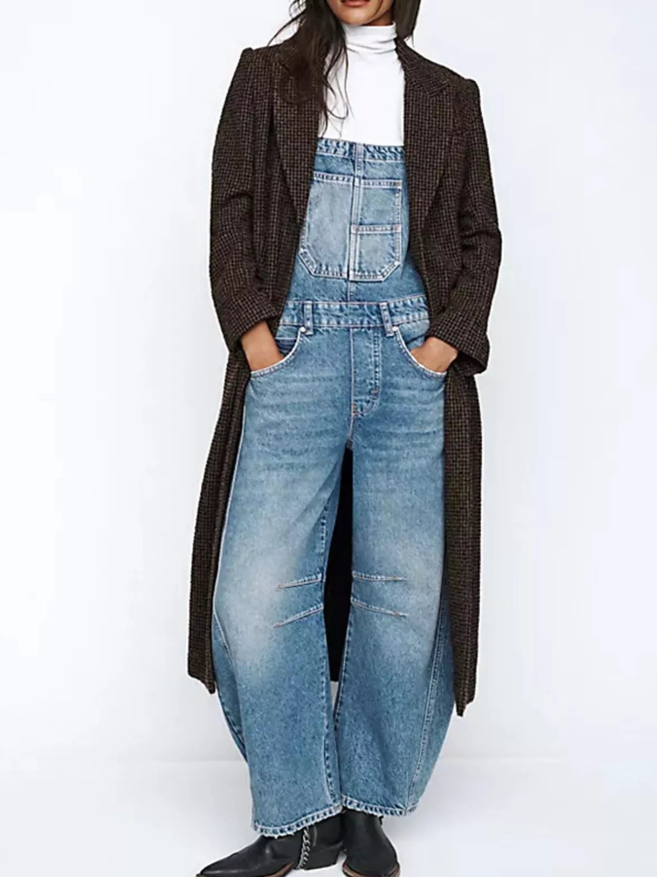 Wide Strap Wide Leg Denim Overalls