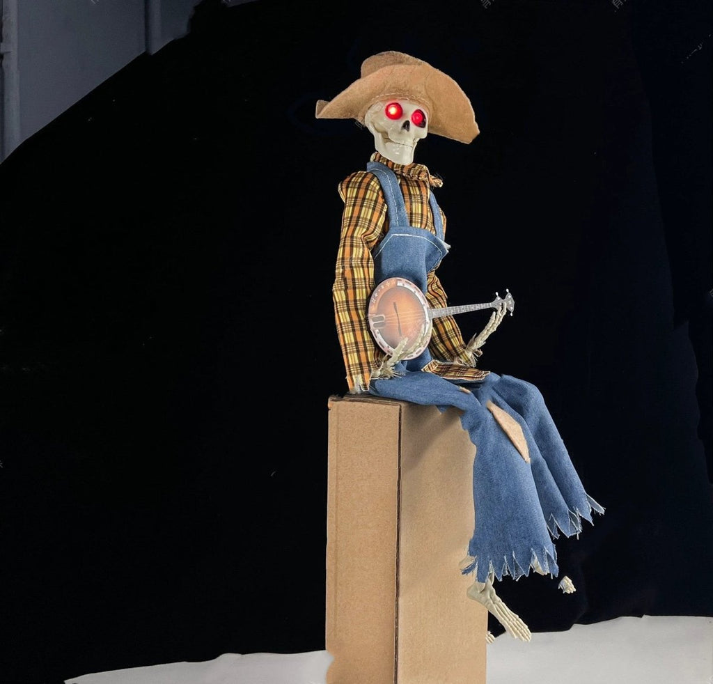 Light-Up Guitarist Skeleton: Spooky Halloween Decoration