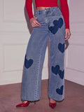 Heart High Waist Wide Leg Jeans