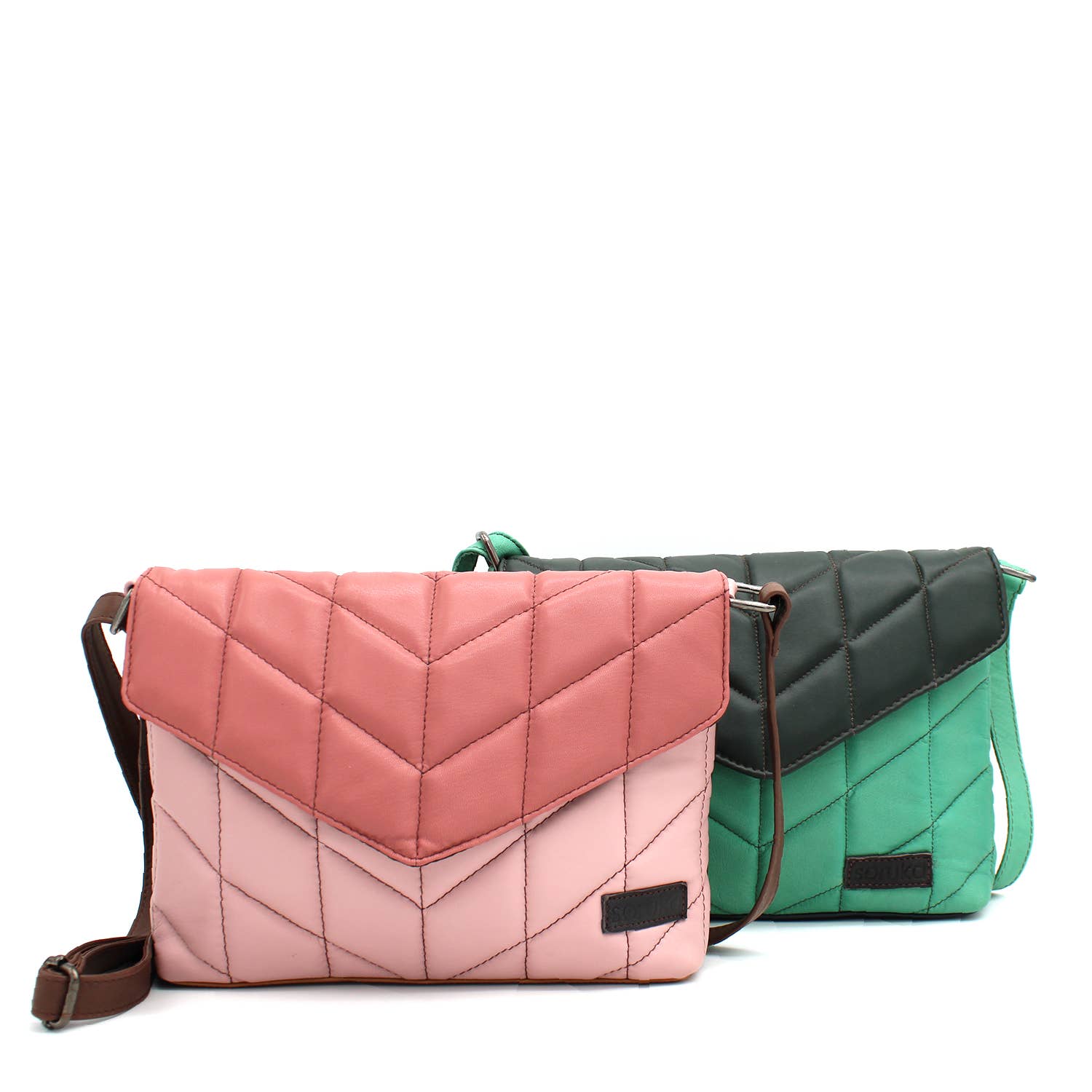 WONENA Soruka Santorini Leather Crossbody Bag — WONENA branding close-up