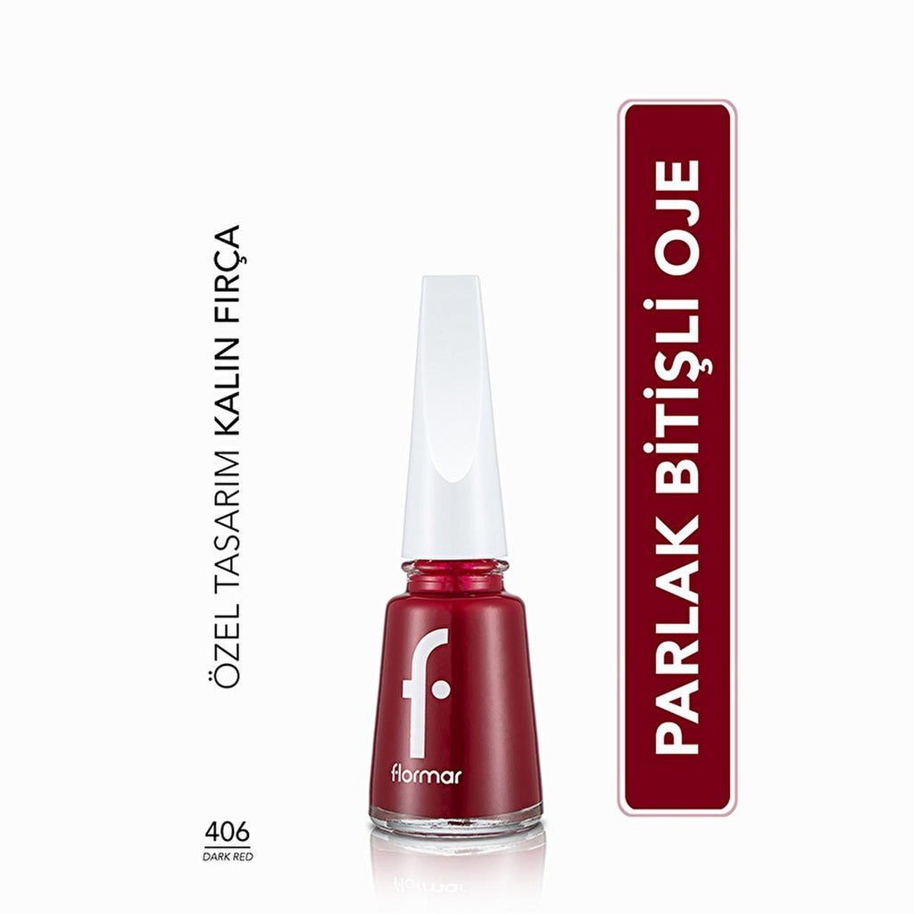 Flormar Nail Enamel Dark Red - Intense Pigment for Beautiful Nails | 0.4 fl oz