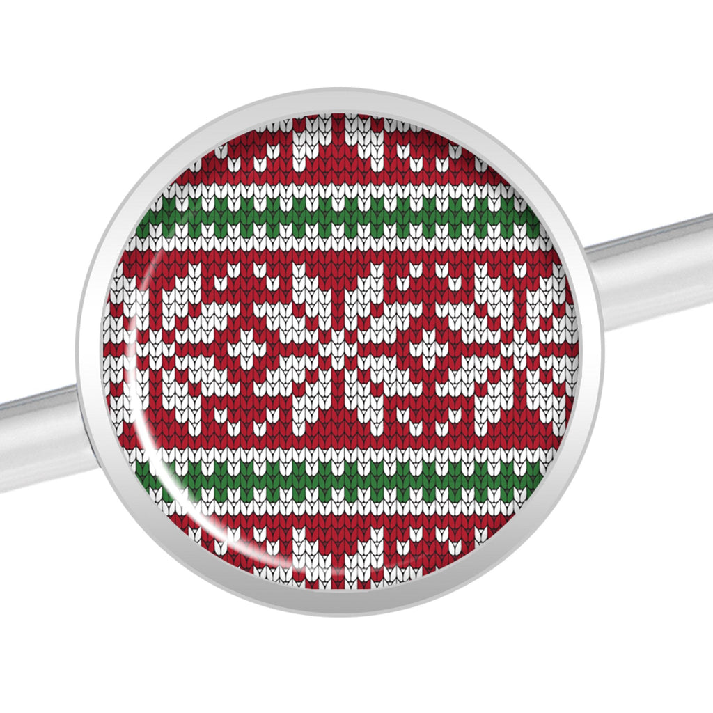 BodyCandy 14G Red Green Christmas Sweater Industrial Barbell 37mm — detail and construction