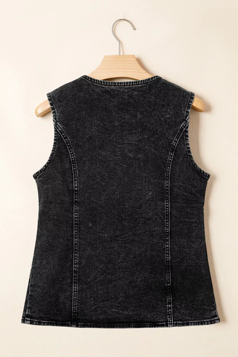 Vintage Wash Button-Down Denim Vest