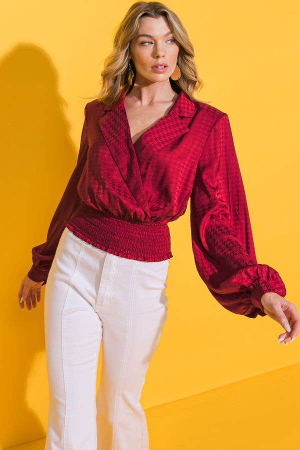 KADOU BOUTIQUE Jacquard Satin Top — main product shot