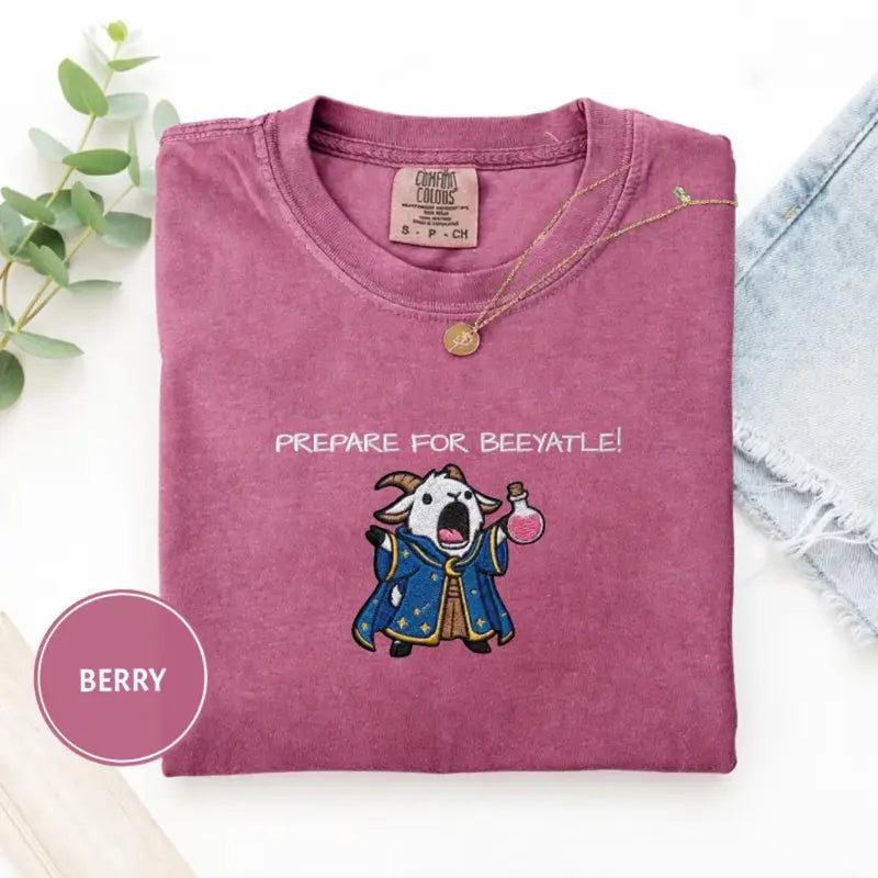 Comfort Colors® Dungeon Crawler Carl Embroidered T-Shirt – Princess Donut "Prepare for Byattle" Premium Stitched Tee, Luxury LitRPG Fan Gift, Cozy Gamer Apparel