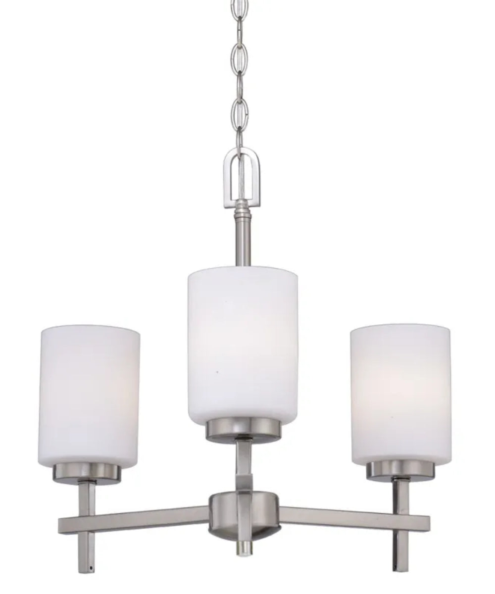 18"W 3-Light LED Chandelier Light Fixture Brushed Nickel Finish with Frosted Opal Glass Shades – LampsUSA