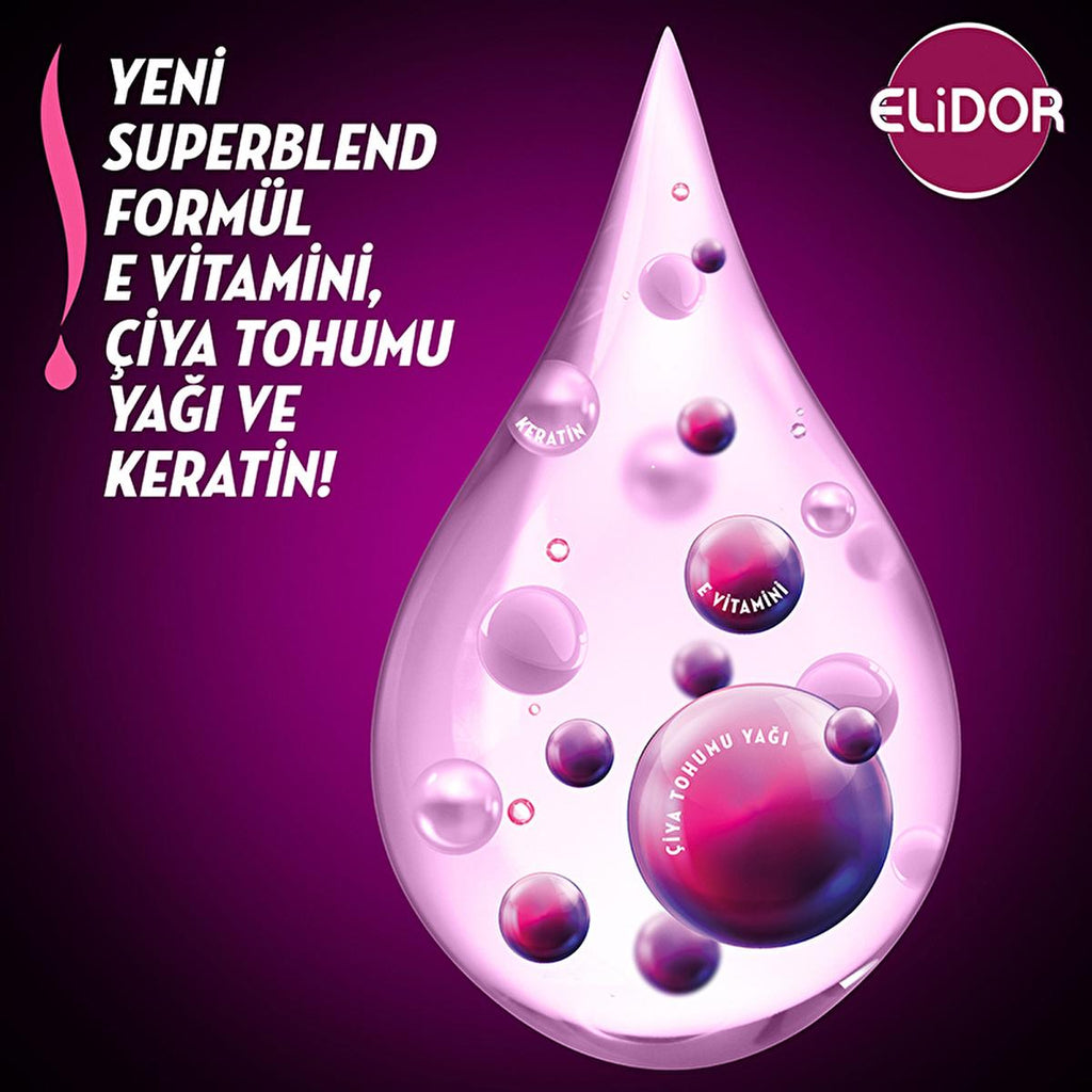 Elidor Hair Serum for Dark Hair - Nourishing Leave-in Conditioner with Chia Seed Oil, Vitamin E & Keratin for Shine Enhancement