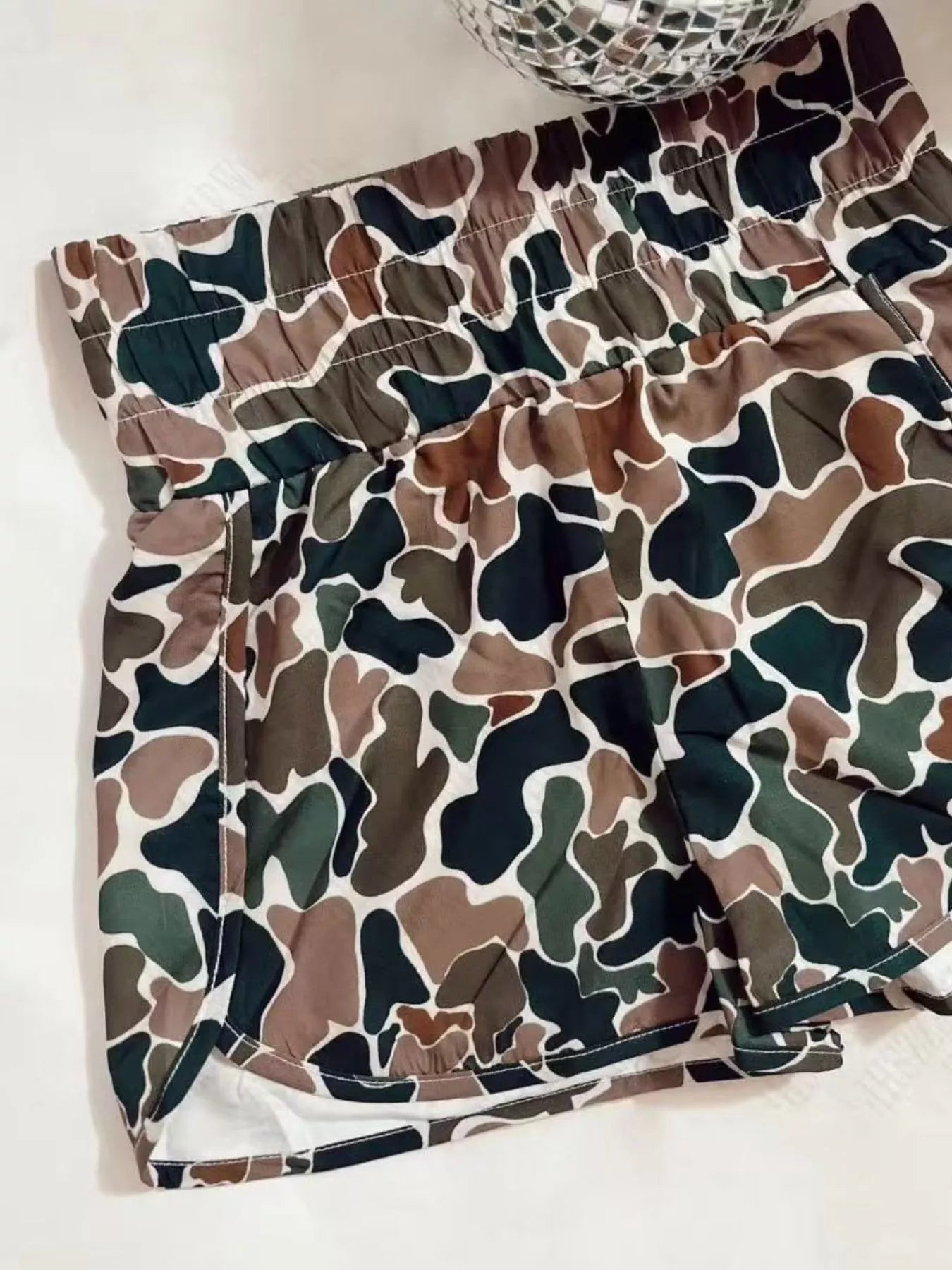 Camo Print Elastic Waist Shorts