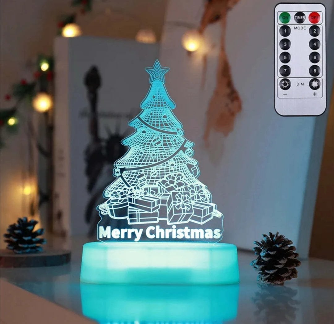 MANDOTOS Christmas 3D LED Acrylic Night Light Ornament Festive Holiday Decor Gift Idea For Kids