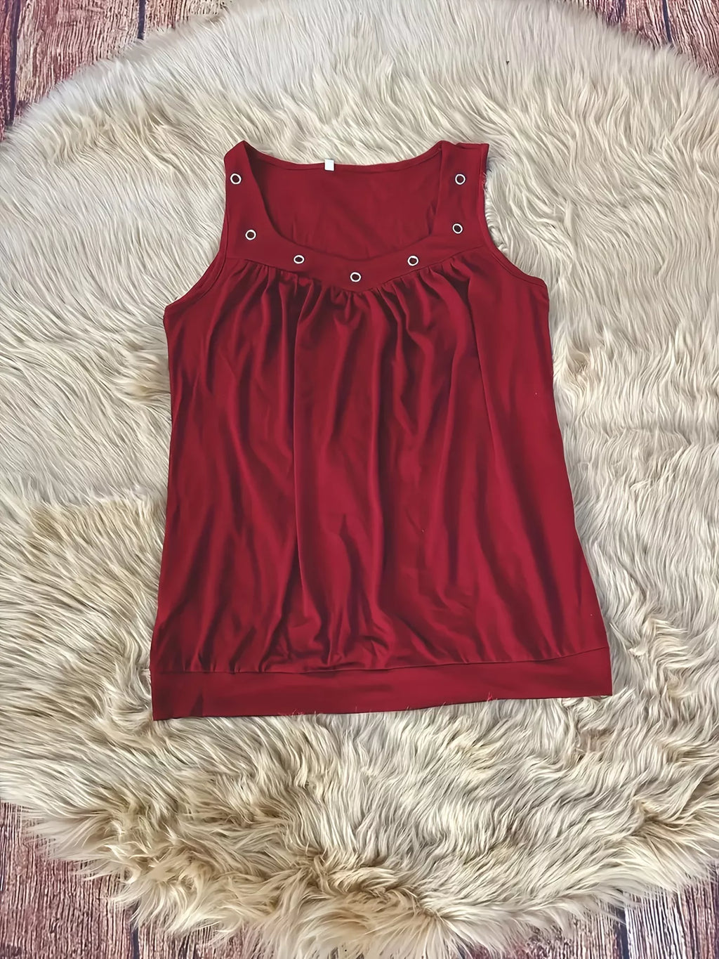 Eyelet Detail Ruched Tank