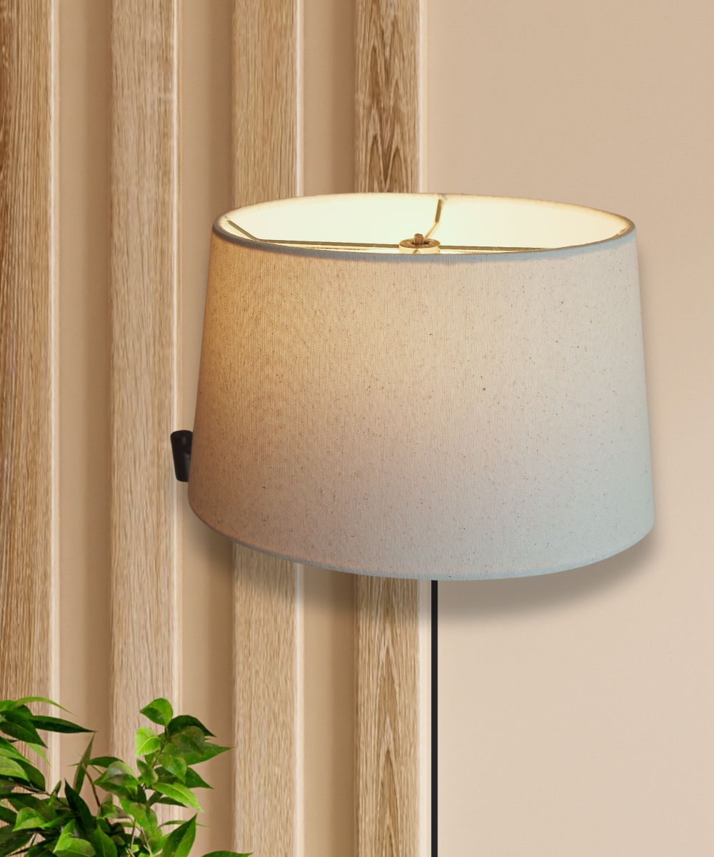 (6.5x10) Top (8x12) Bottom x 7.5H Hardback Oval Drum Lampshade, Light Oatmeal Off-White – LampsUSA, view 2