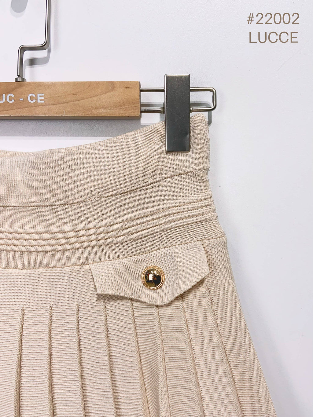 Pretty Little Patriot Pretty Little Patriot Khaki Pleated knit skirt -clearance — Khaki detail
