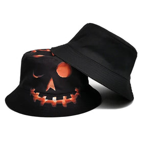 Halloween Pumpkin Fisherman Hat - Creative Cartoon Grimace Print