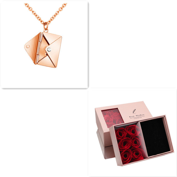 SORI STYLE Envelope Locket Necklace - Personalized Love Letter Jewelry — product on model